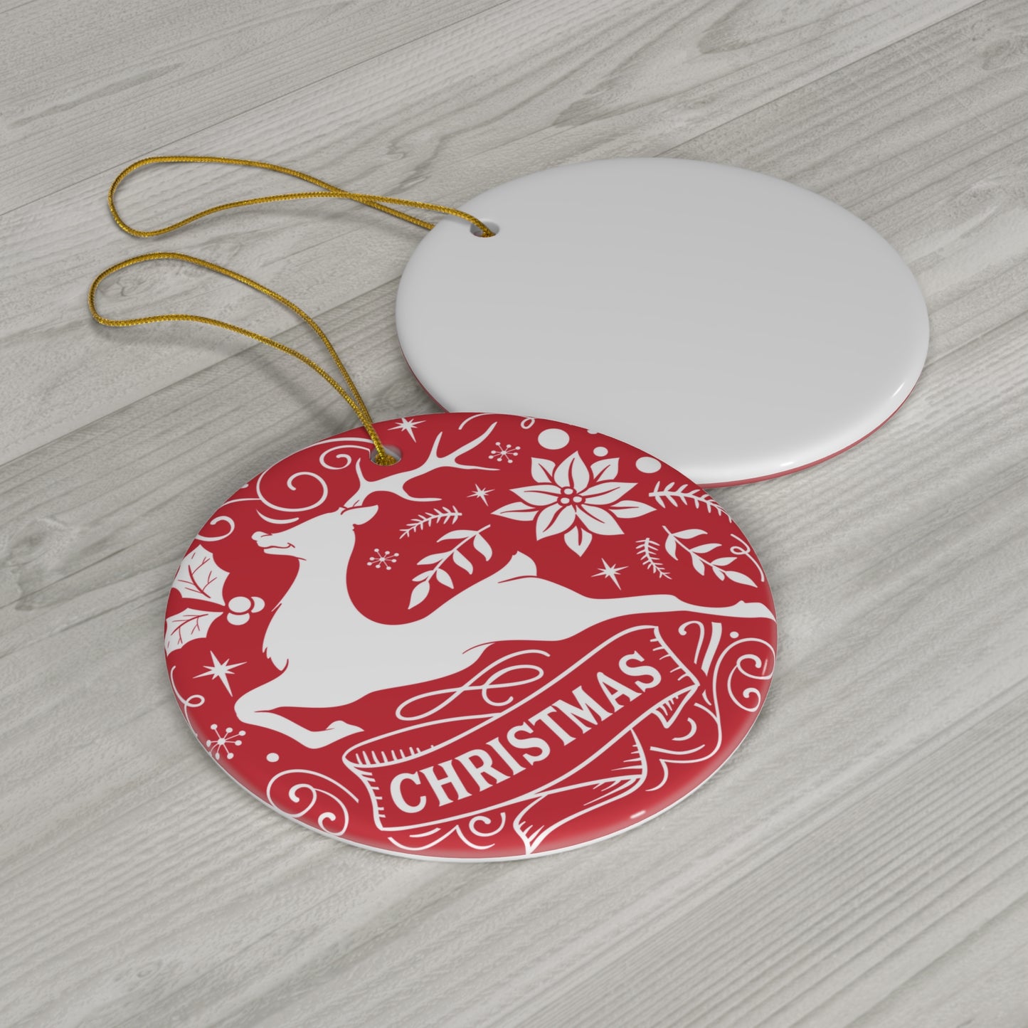 Christmas Reindeer Ceramic Disc Ornament       Item #7233662