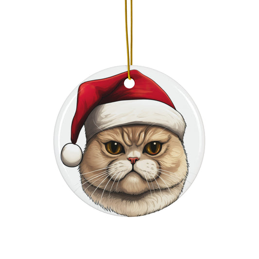 Exotic Shorthair Cat With Santa Hat Ceramic Ornament        Item #1309607