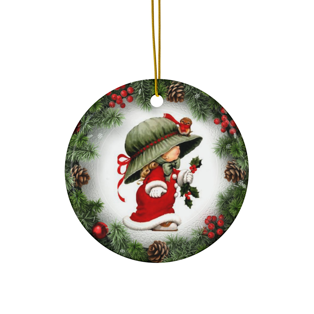 Xmas Kid Ceramic Disc Ornament       Item #8584786 - Buckshot's Bargain Barn