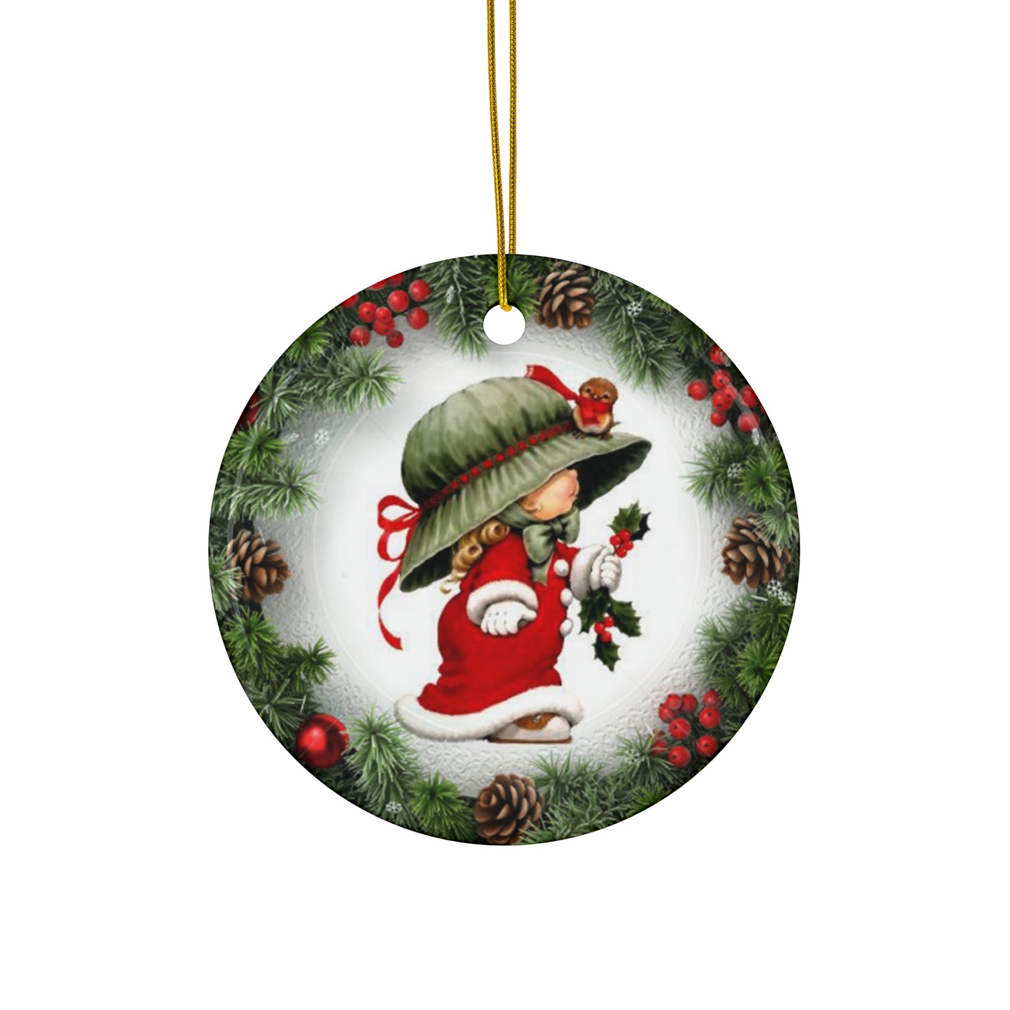 Xmas Kid Ceramic Disc Ornament       Item #8584786