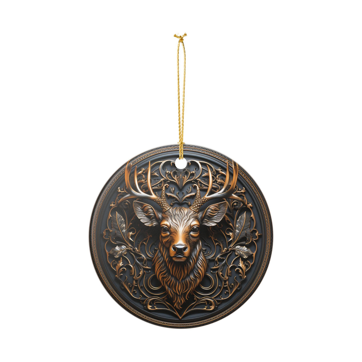 Ceramic Deer Ornament – Rustic Woodland Christmas Tree Decoration    Item #82869