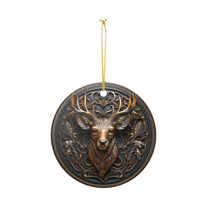 Ceramic Deer Ornament – Rustic Woodland Christmas Tree Decoration    Item #82869