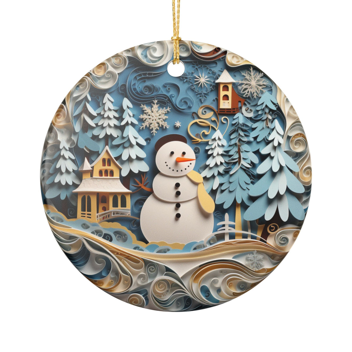 Snowman Winter Wonderland Ceramic Ornament    Item #786688