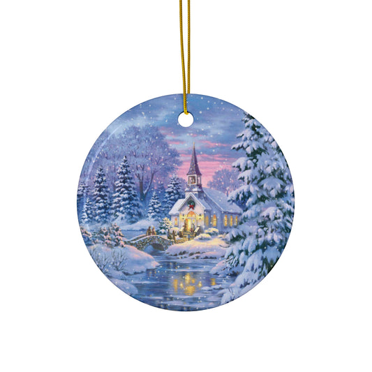 Winter Scene Ceramic Disc Ornament     Item #934274