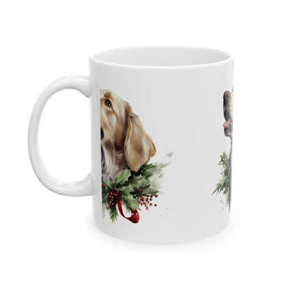 Golden Retriever Holiday Mug — Christmas Wreath Ceramic Coffee Cup 11oz   Item #957241