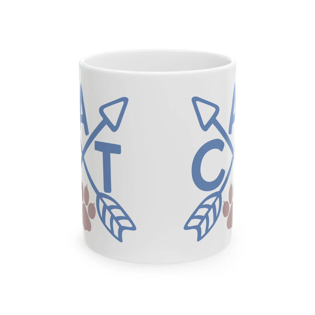 Ceramic Mug - Blue Arrow Floral Cat Initial Monogram 11oz  Item #251662