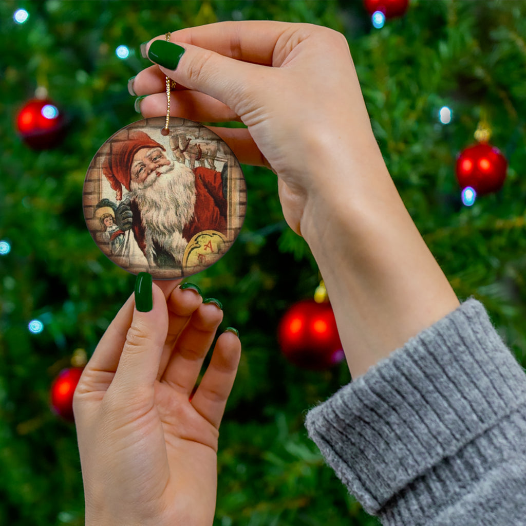 Santa Ceramic Disc Ornament       Item #861941