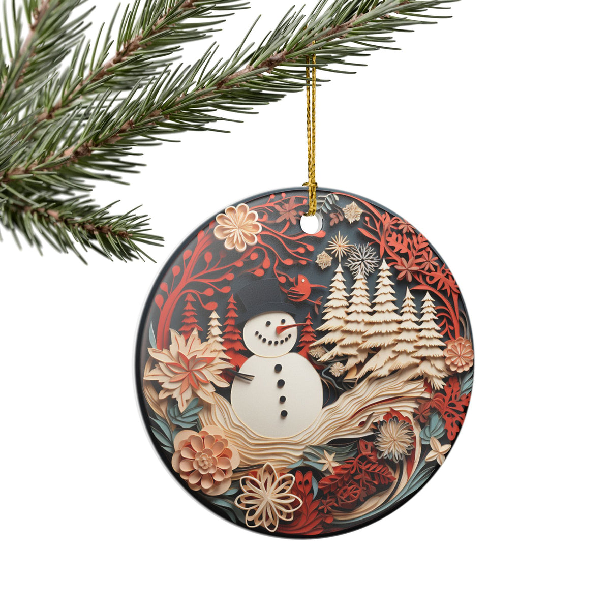 Snowman Winter Wonderland Ceramic Ornament    Item #99778
