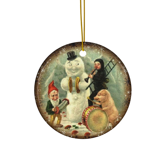 Snowman Ceramic Disc Ornament      Item #6542569