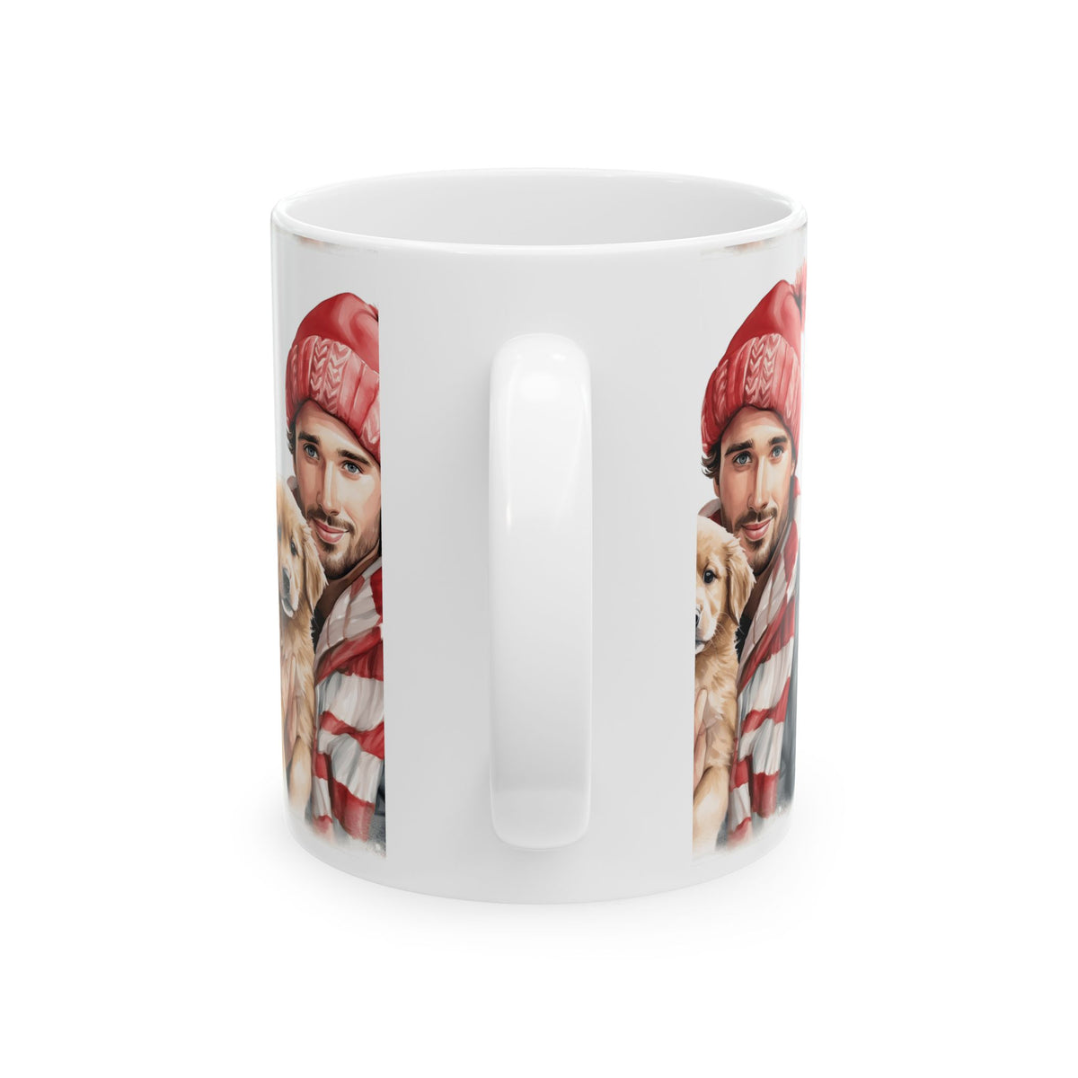 Christmas Cozy Man with Puppy Ceramic Mug 11oz   Item #56864