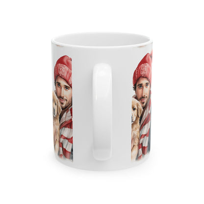 Christmas Cozy Man with Puppy Ceramic Mug 11oz   Item #56864