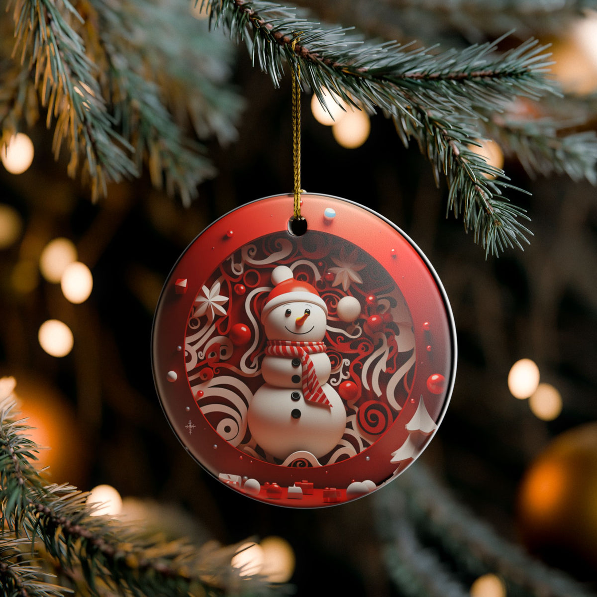 Christmas Snowman Ceramic Ornament   Item #213131