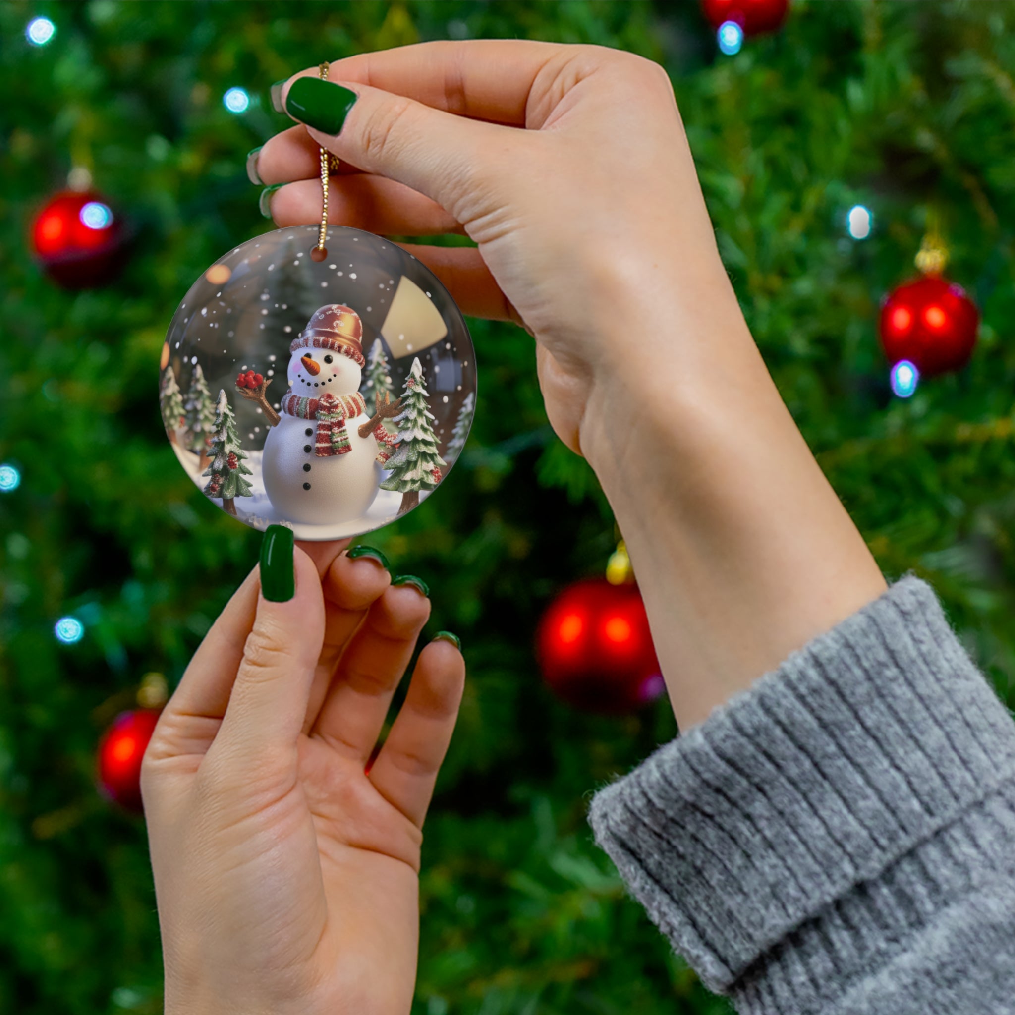 Globe Snowman Ceramic Ornament          Item #519111