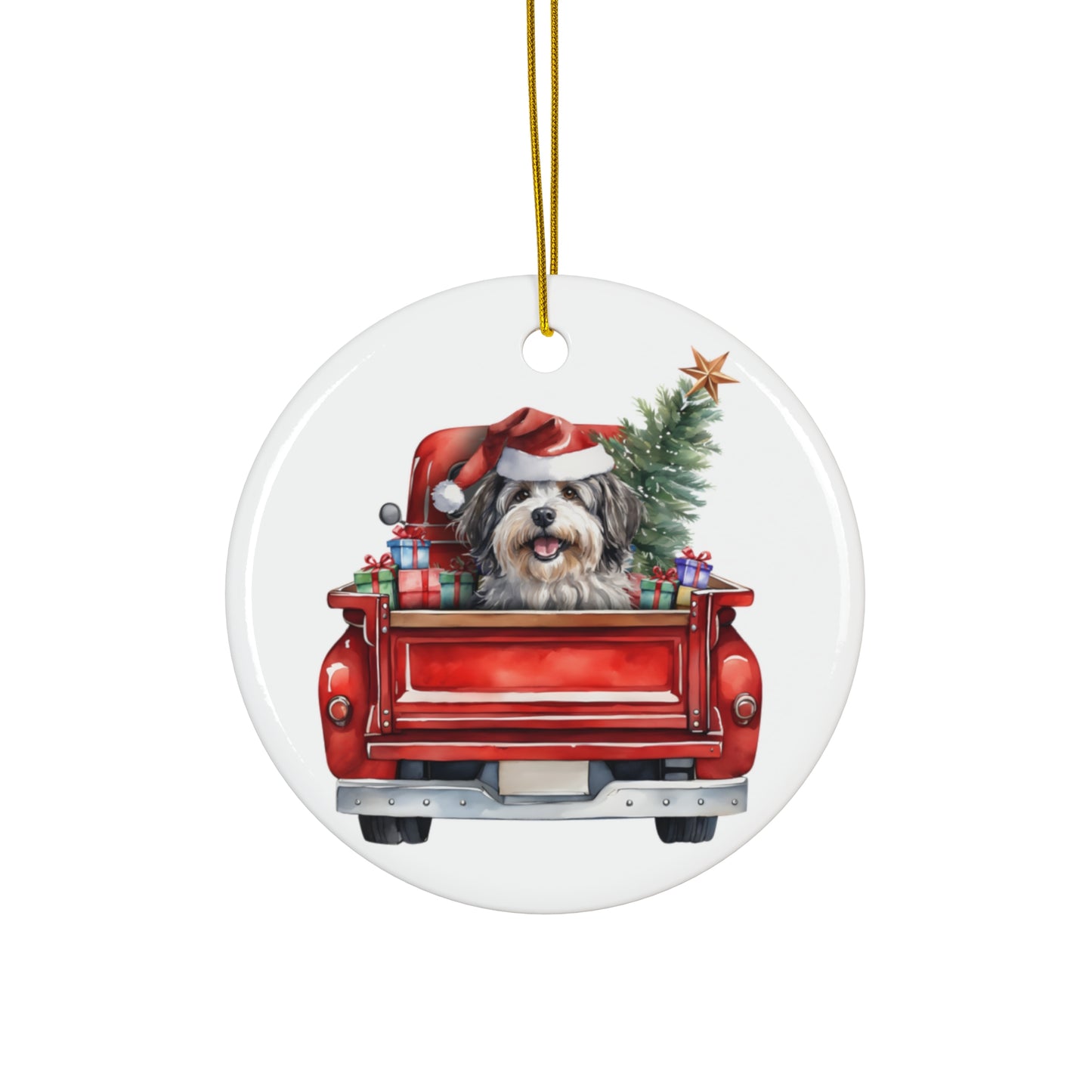 Ceramic Ornament - Havanese Christmas Dog In Red Truck       Item #9361985