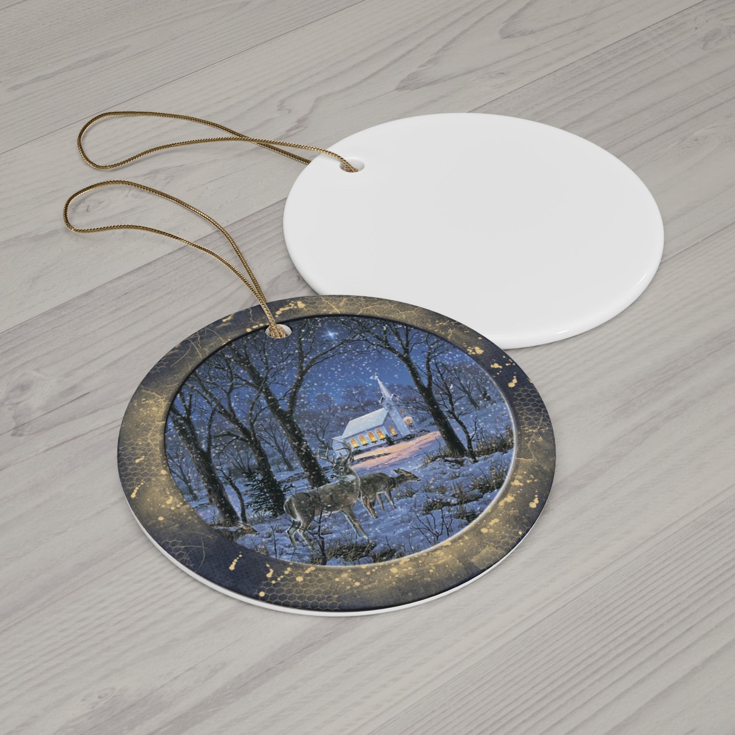 Winter Scene Ceramic Disc Ornament     Item #4750545