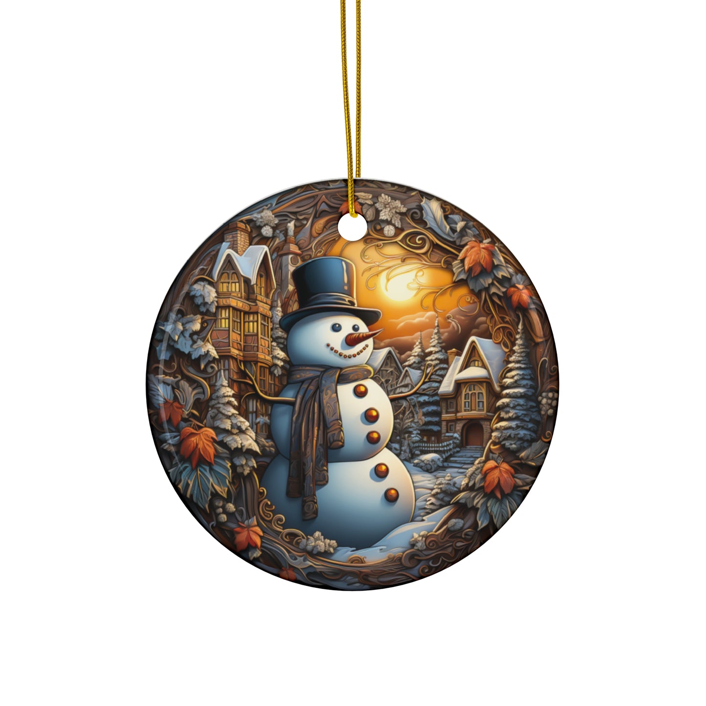 Snowman Ceramic Disc Ornament       Item #7456181