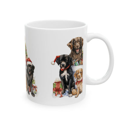 Christmas Dog Mug – Festive Puppy in Santa Hat Ceramic Coffee Cup 11oz   Item #82437
