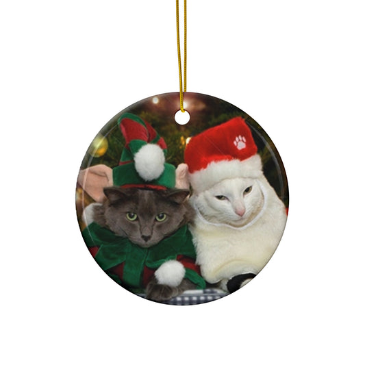 Christmas Cat Ceramic Disc Ornament           Item #433146