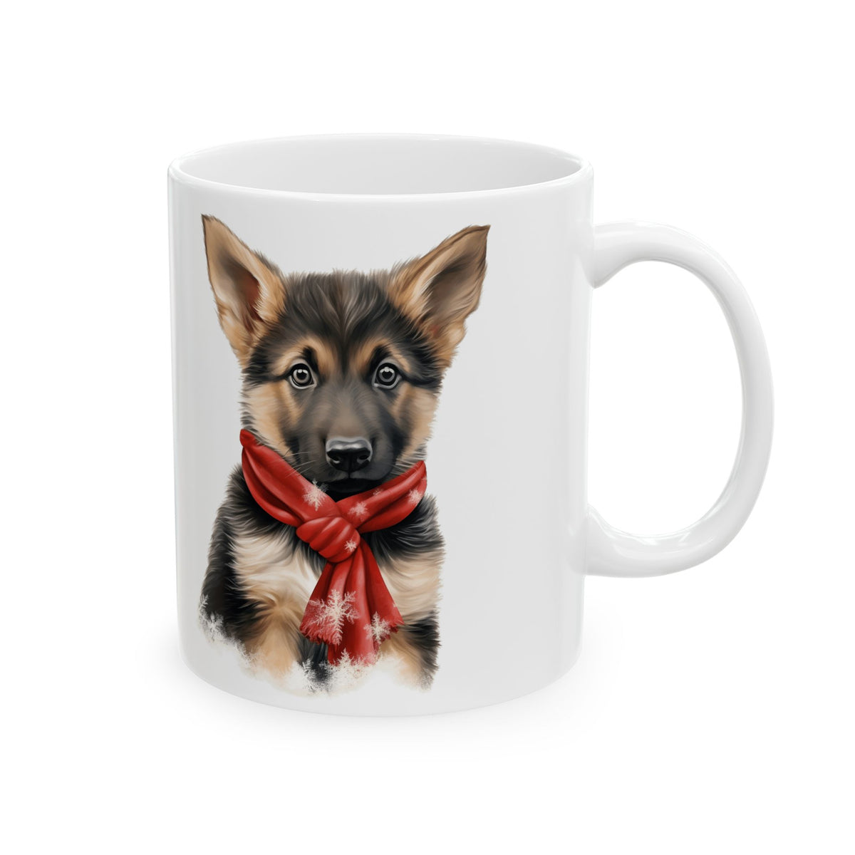 German Shepherd Puppy With Red Christmas Scarf Holiday Mug 11oz  Item #374191