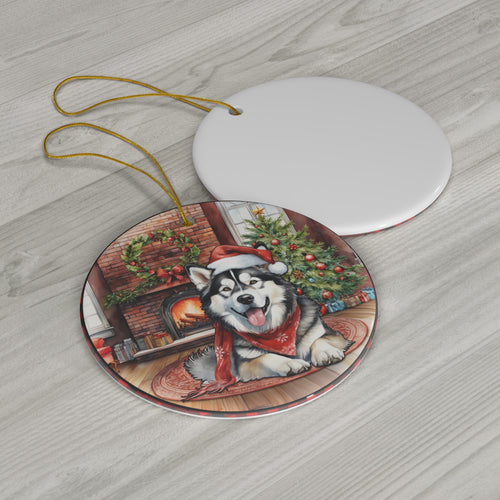 Ceramic Ornament - Alaskan Malamute Christmas Dog      Item #957623