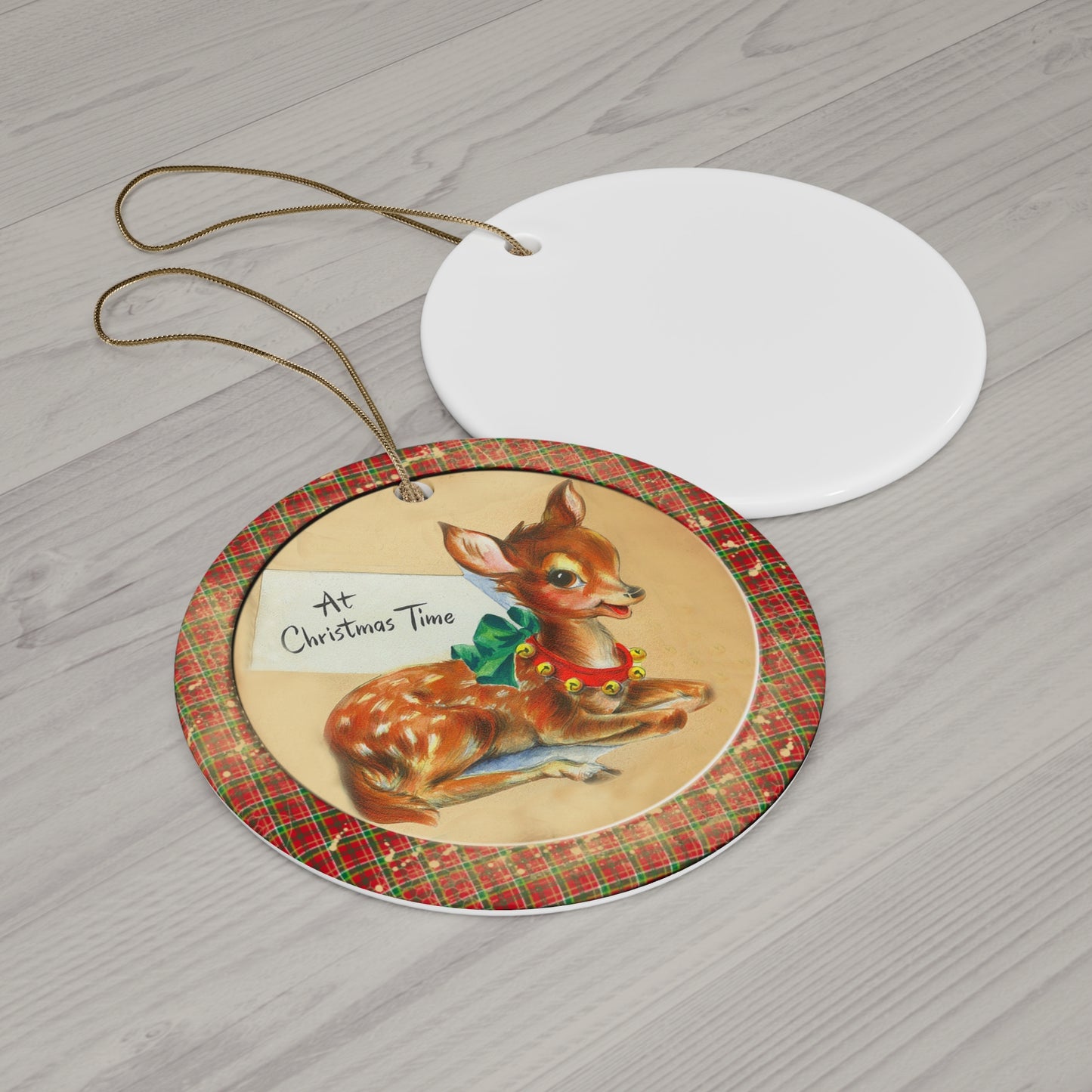 Reindeer Ceramic Disc Ornament      Item #411583