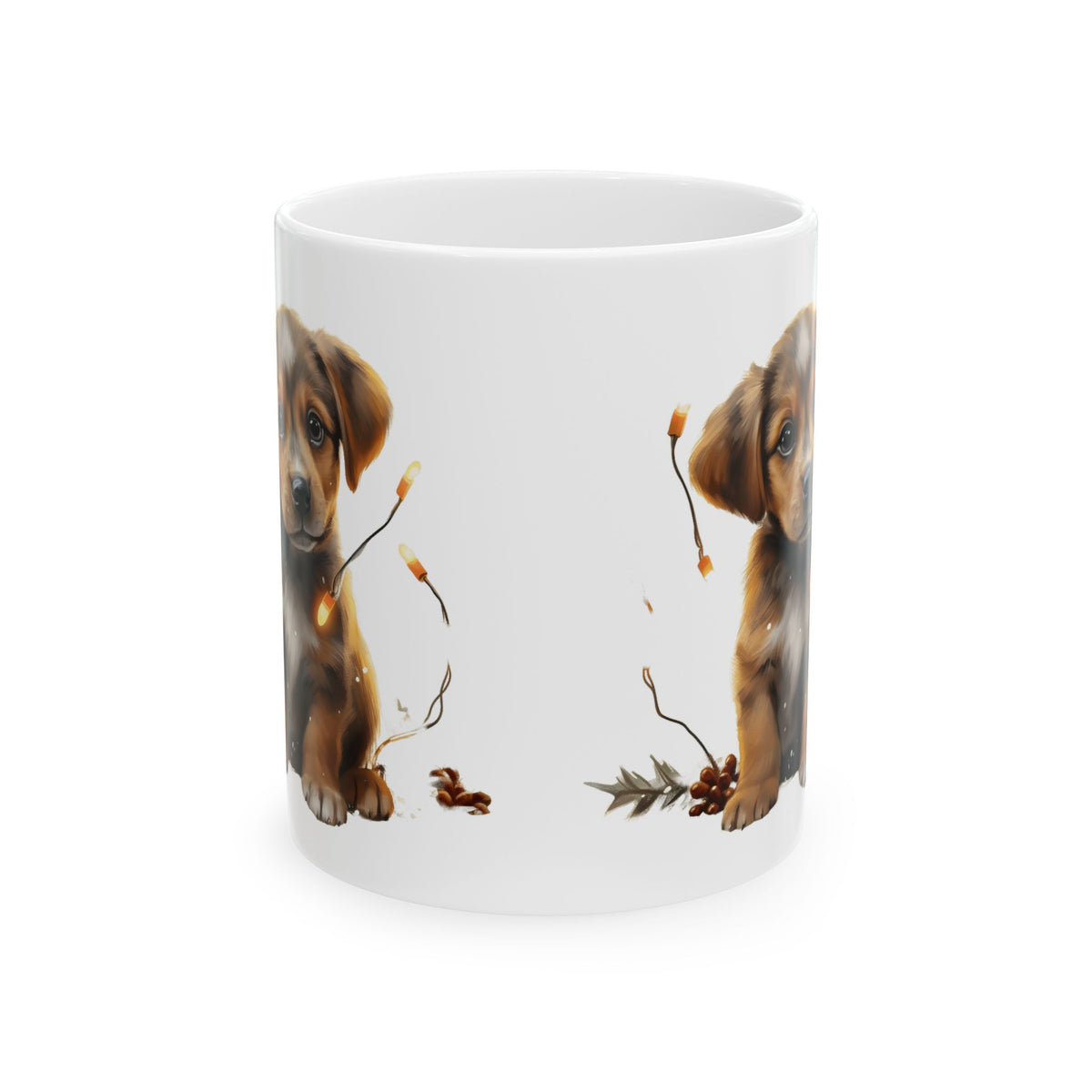 Autumn Puppy Ceramic Mug — Cute Dog Coffee Cup 11oz   Item #198237