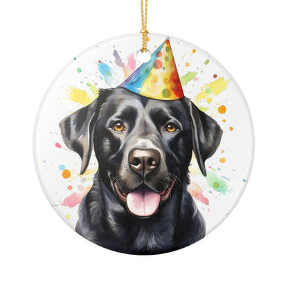 Black Labrador Birthday Party Ceramic Ornament  Item #5348