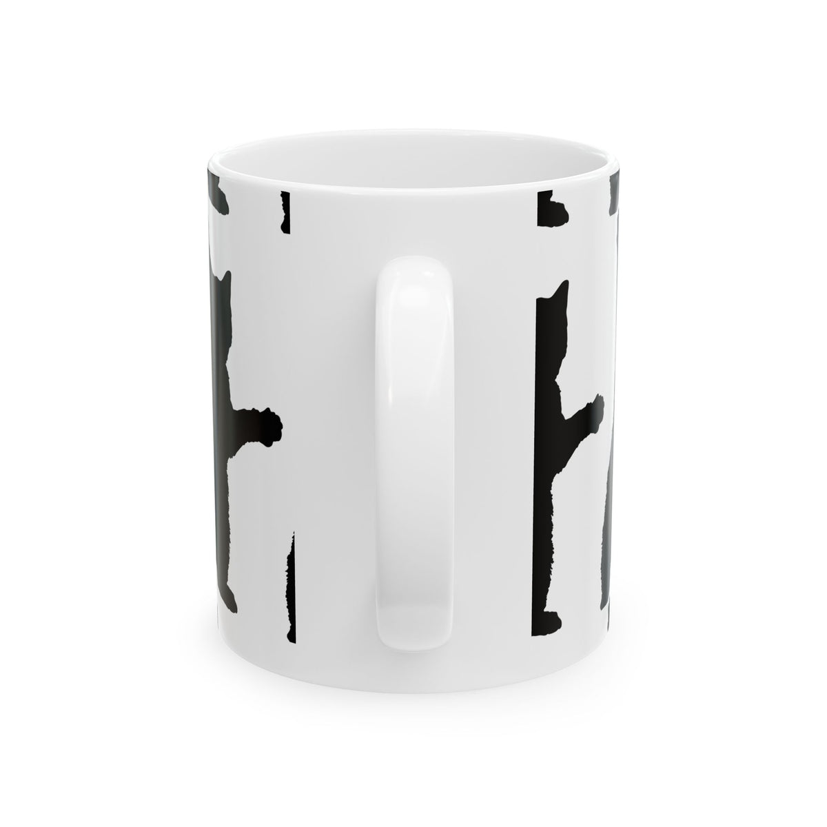Black Cat Silhouette Ceramic Mug — Minimalist Wildlife Coffee Cup 11oz    Item #500514
