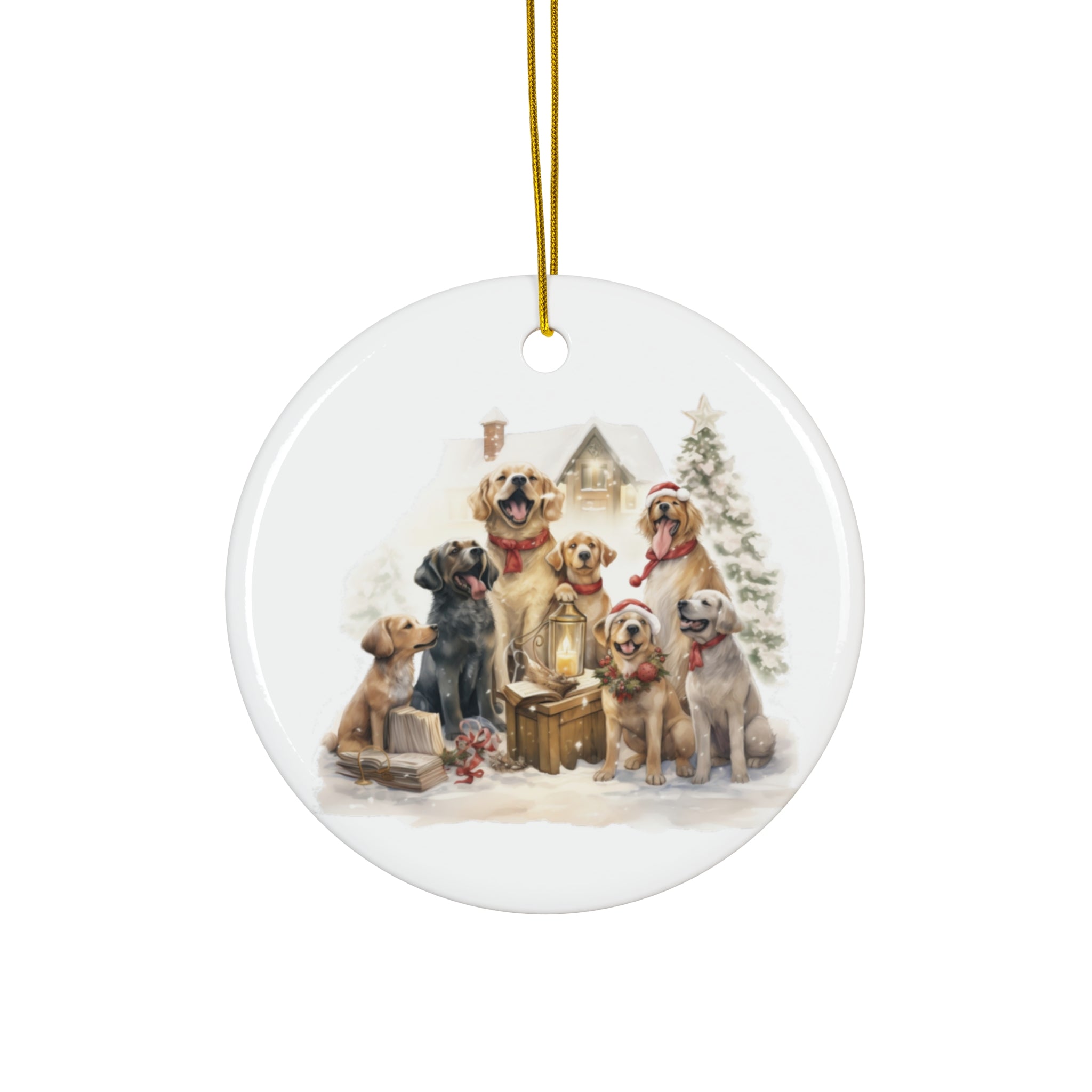 Christmas Dogs Ceramic Disc Ornament               Item #474265