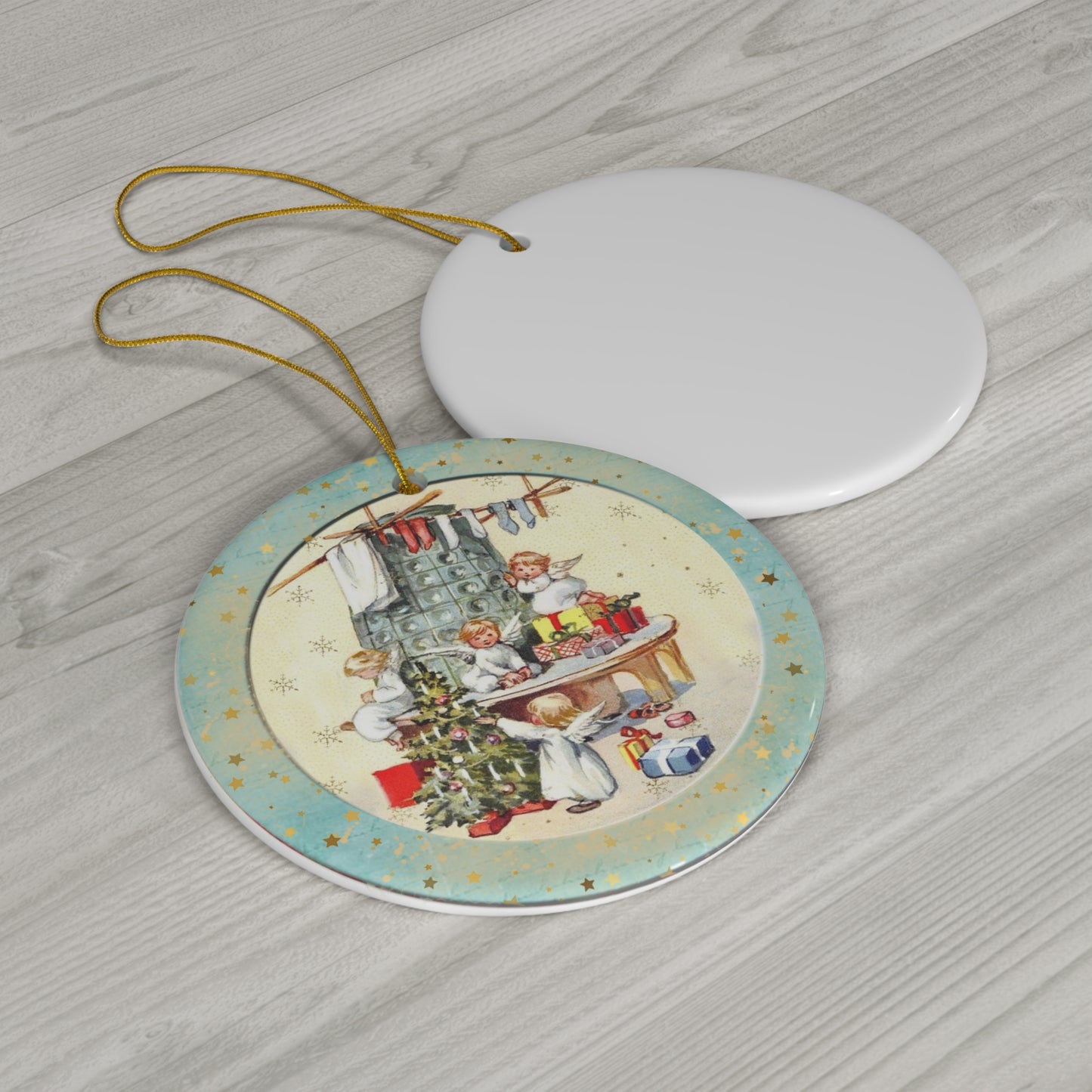 Christmas Scene Ceramic Disc Ornament         Item #3470562