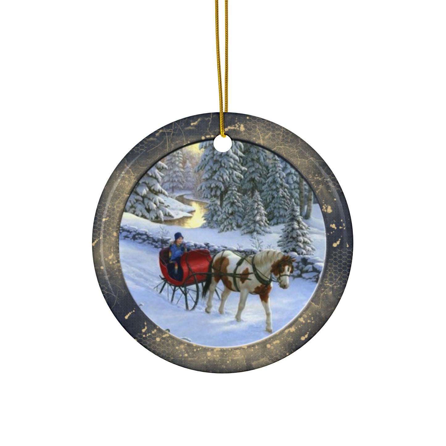 Winter Scene Ceramic Disc Ornament         Item #7504441