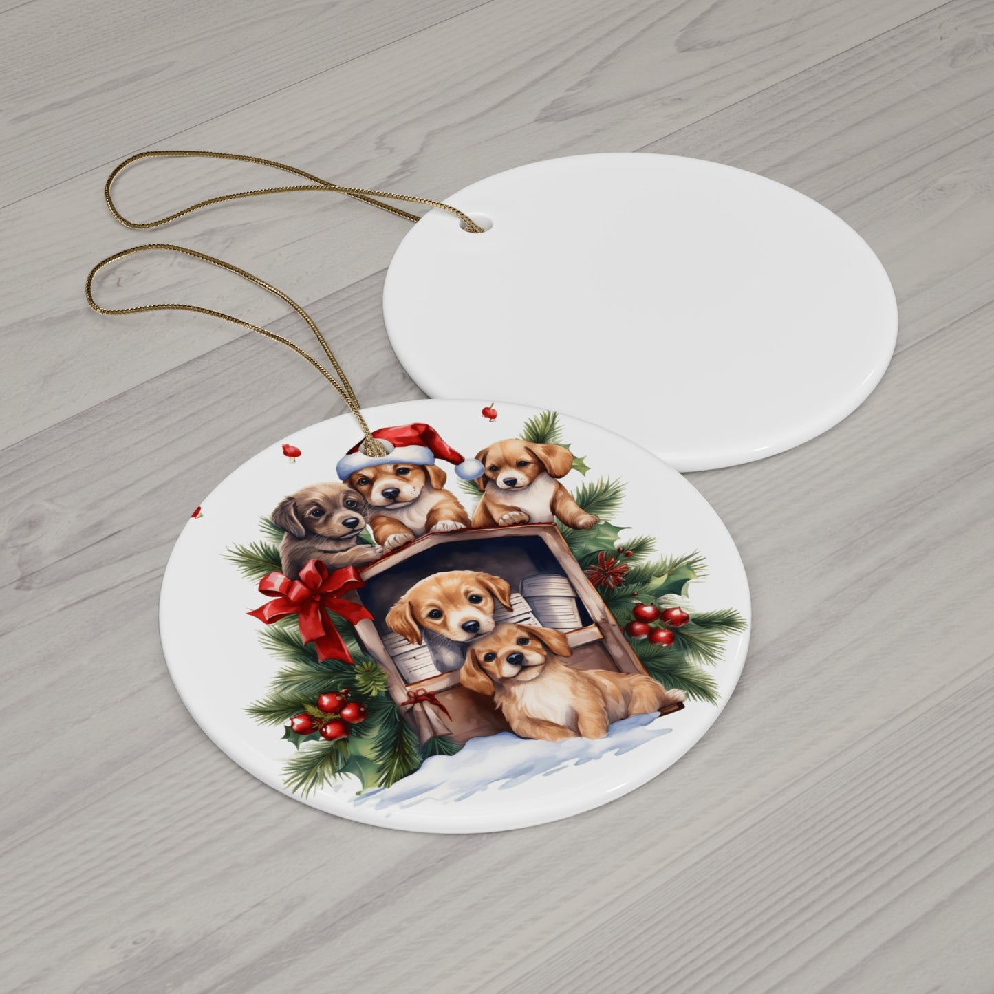 Christmas Dog Ceramic Disc Ornament              Item #4259946