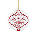 Happy Holidays Deers Ceramic Disc Ornament         Item #8836555