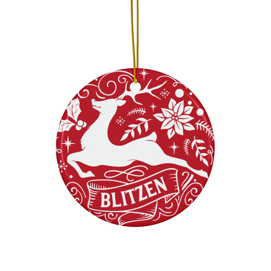 Blitzen Ceramic Disc Ornament         Item #9123778