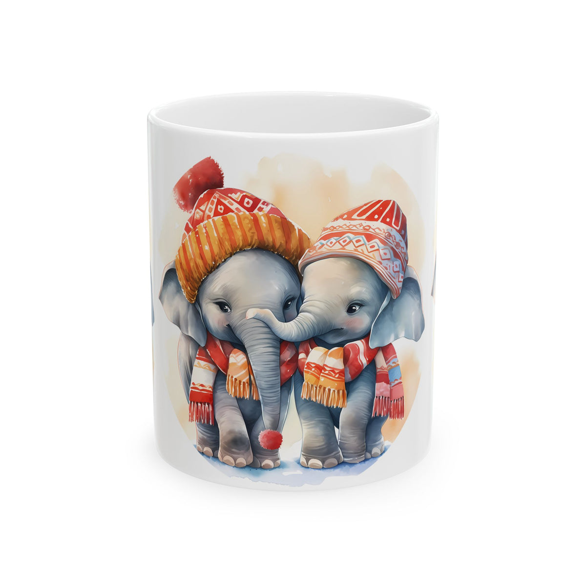 Cute Winter Elephants Ceramic Mug 11oz  Item #972807