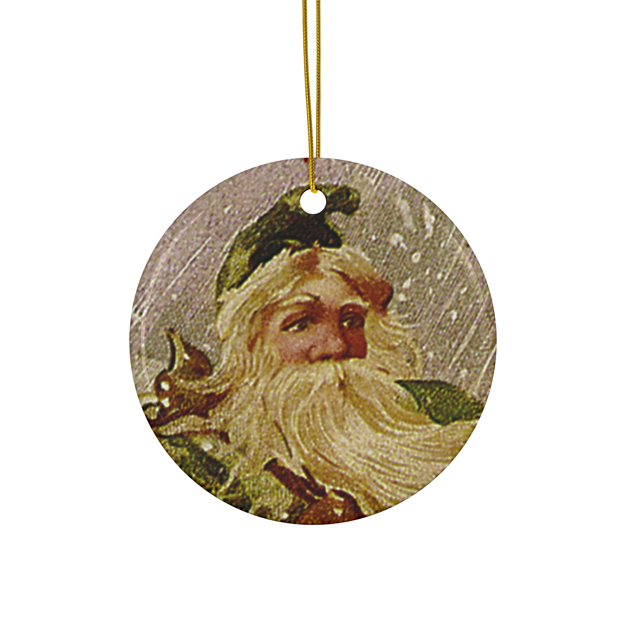 Santa Ceramic Disc Ornament            Item #222442