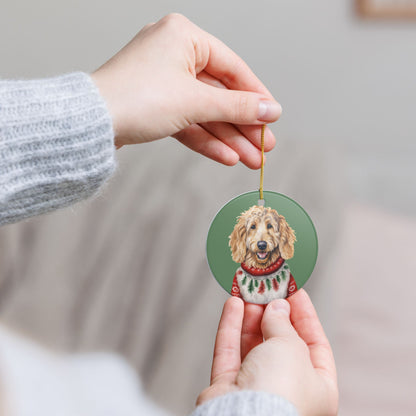 Christmas Goldendoodle Dog Ceramic Ornament   Item #33504