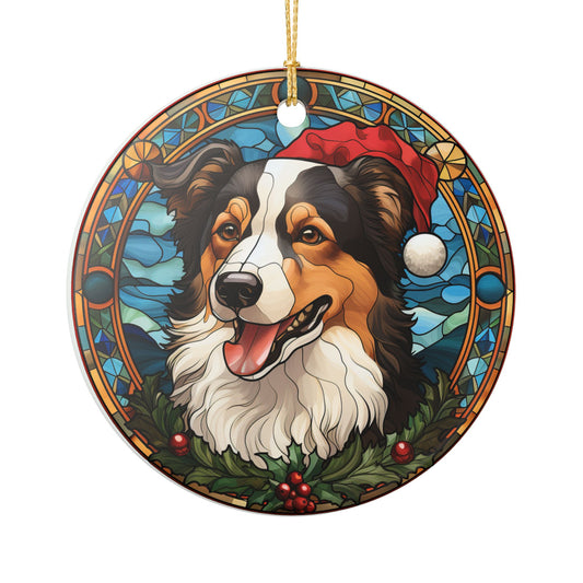 Scottish Collie Dog Christmas Ceramic Ornament Item #201768