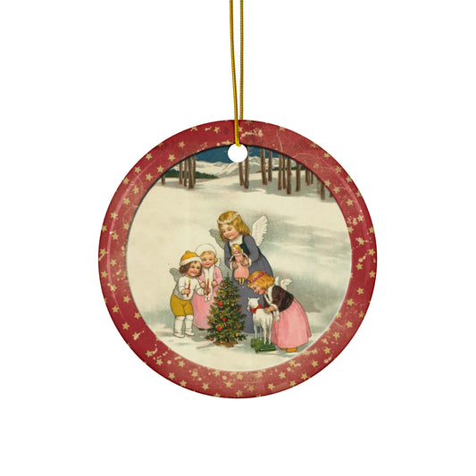 Christmas Kids Ceramic Disc Ornament      Item #7144103