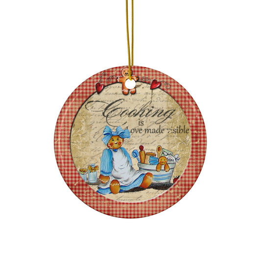 Gingerbread Scene Ceramic Disc Ornament     Item #9293356