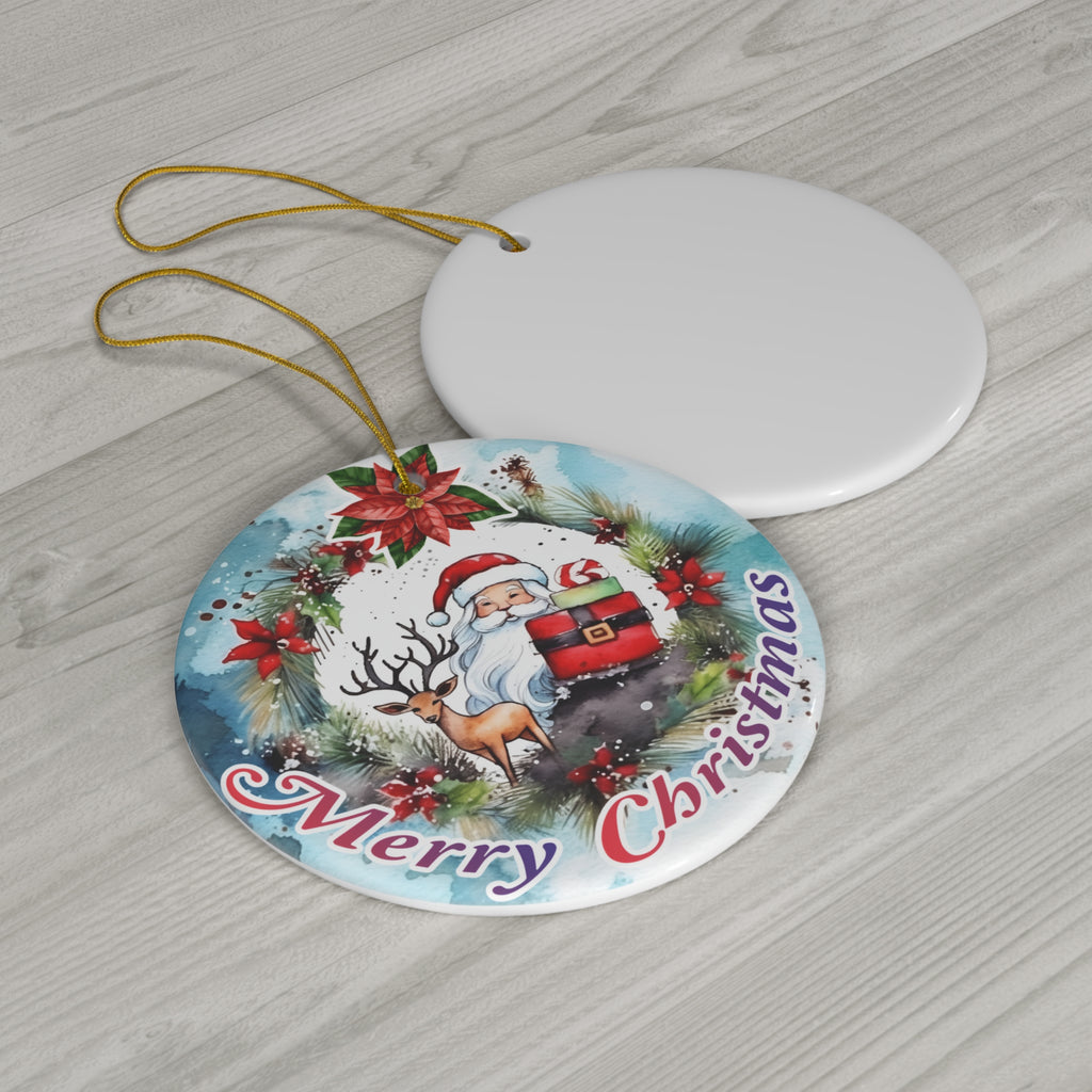 Santa Deer Ceramic Ornament        Item #2029616 - Buckshot's Bargain Barn