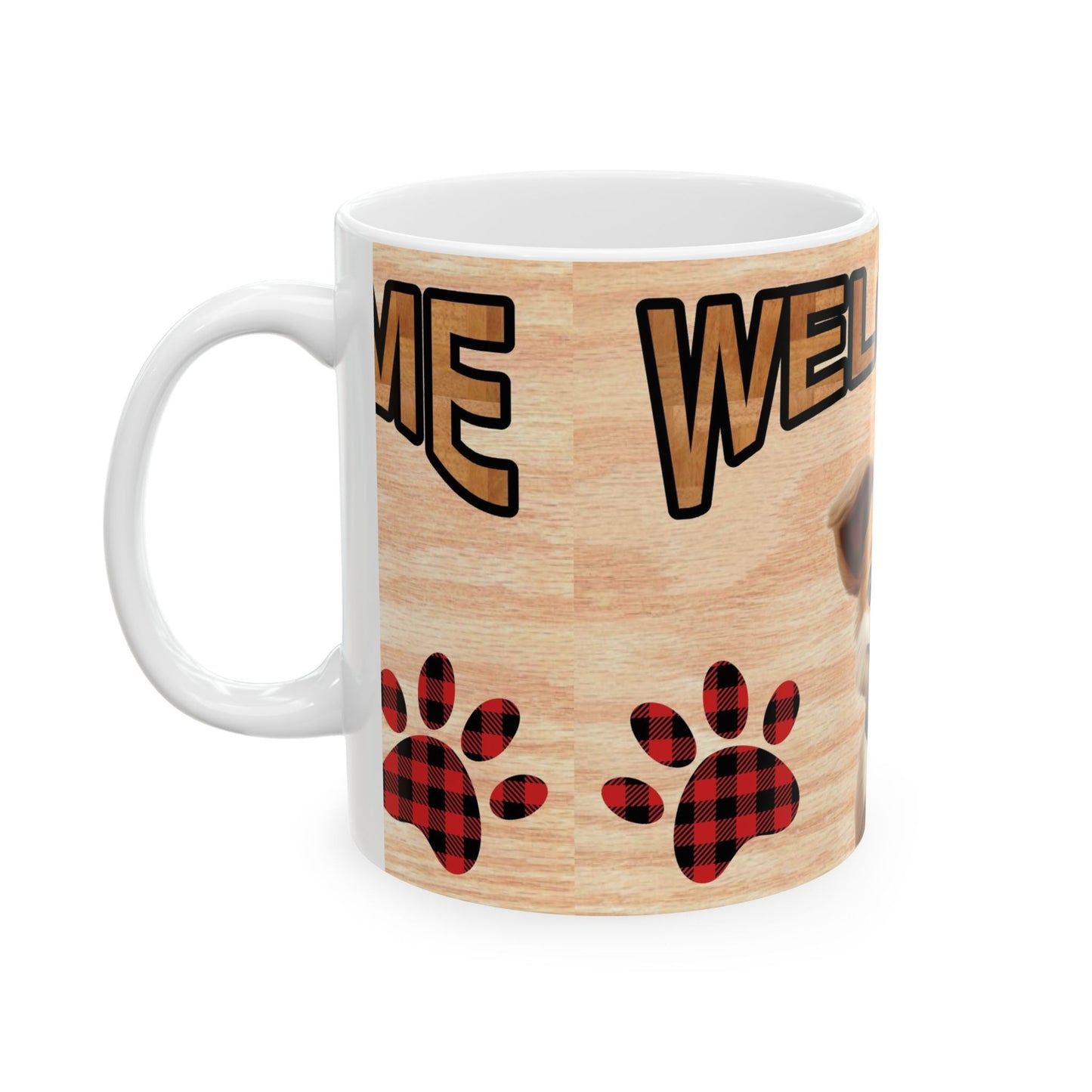 Welcome Puppy Ceramic Mug – Cute Dog Paw Print Coffee Cup 11oz    Item #341556