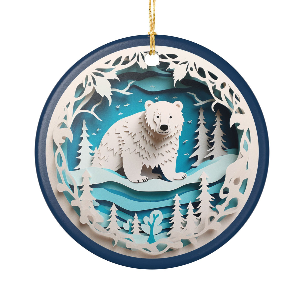 Polar Bear Winter Wonderland Ceramic Ornament   Item #537526