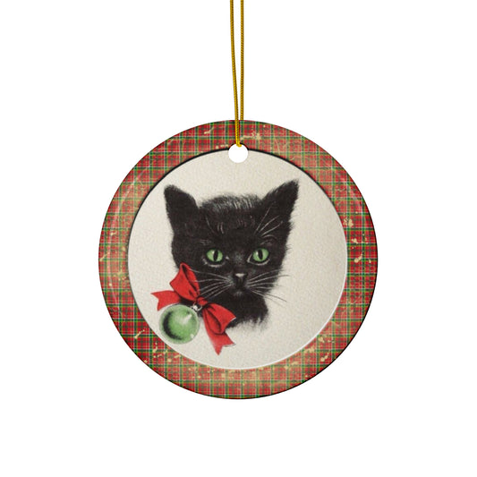 Christmas Kitten Ceramic Disc Ornament     Item #7868337