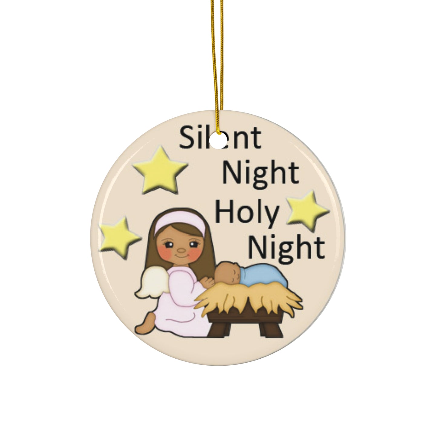 Silent Night Holy Night Ceramic Disc Ornament        Item #6233703