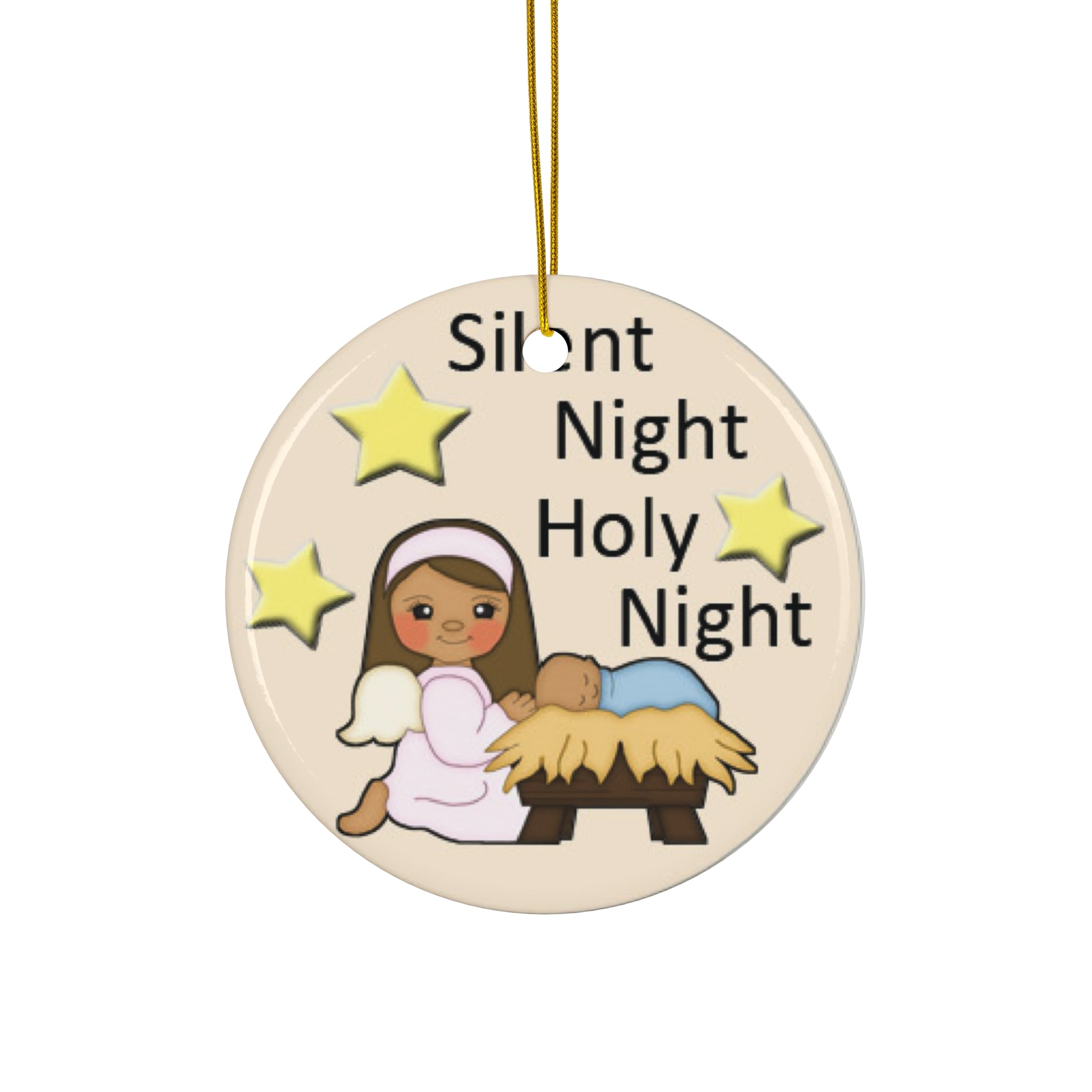 Silent Night Holy Night Ceramic Disc Ornament        Item #6233703 - Buckshot's Bargain Barn