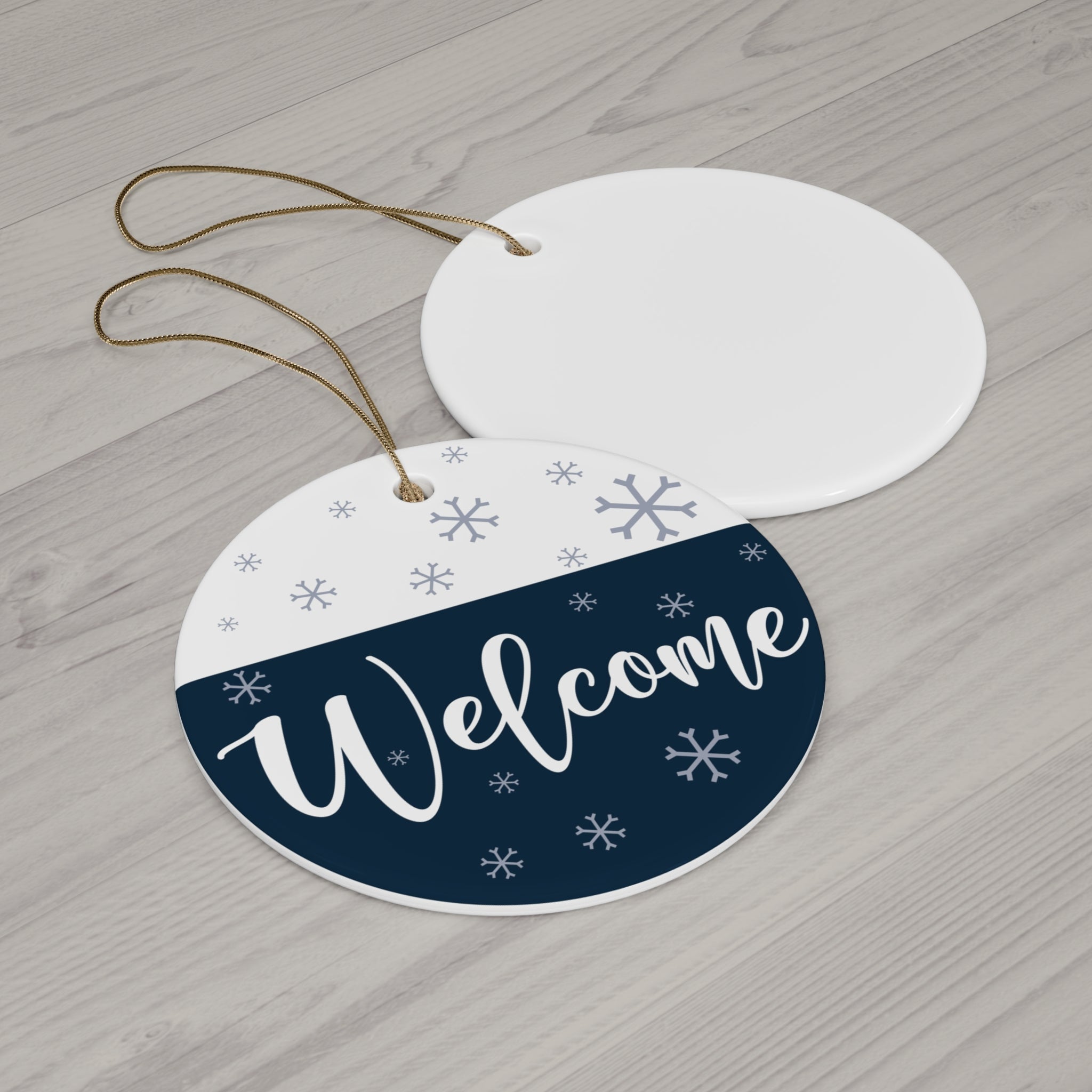 Welcome Snowflake Ceramic Disc Ornament       Item #3765441