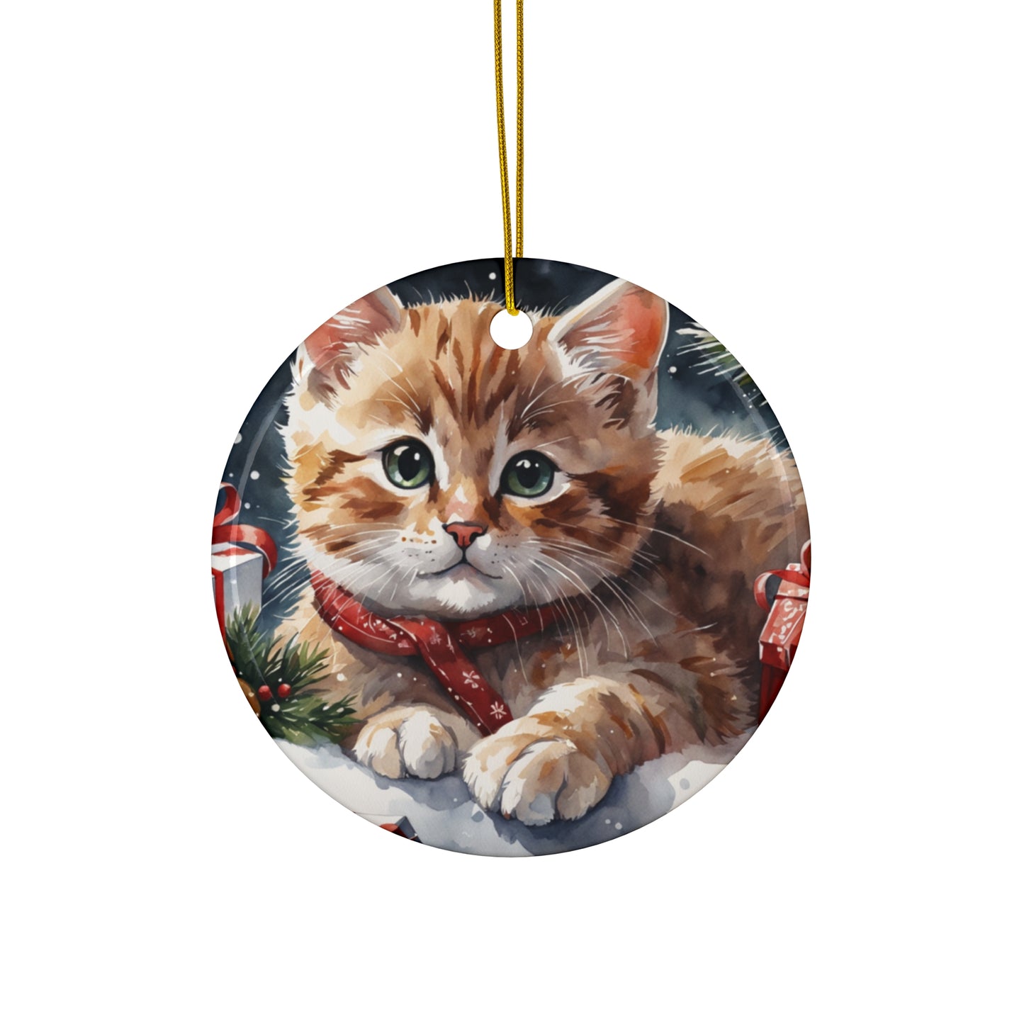 Ceramic Ornament - Christmas Cat     Item #2491608