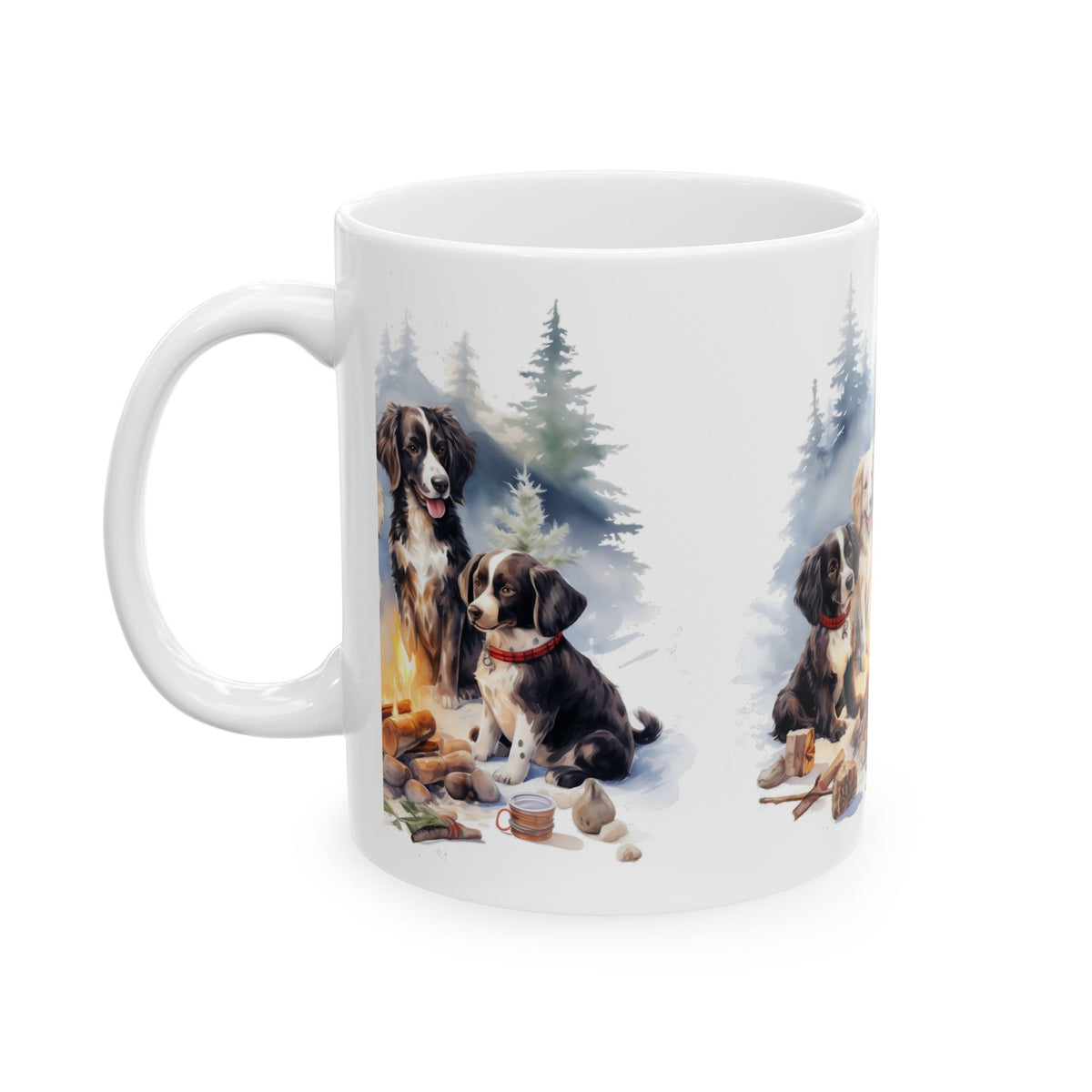 Dog Campfire Ceramic Mug — Cute Puppies by the Fire 11oz  Item #444698