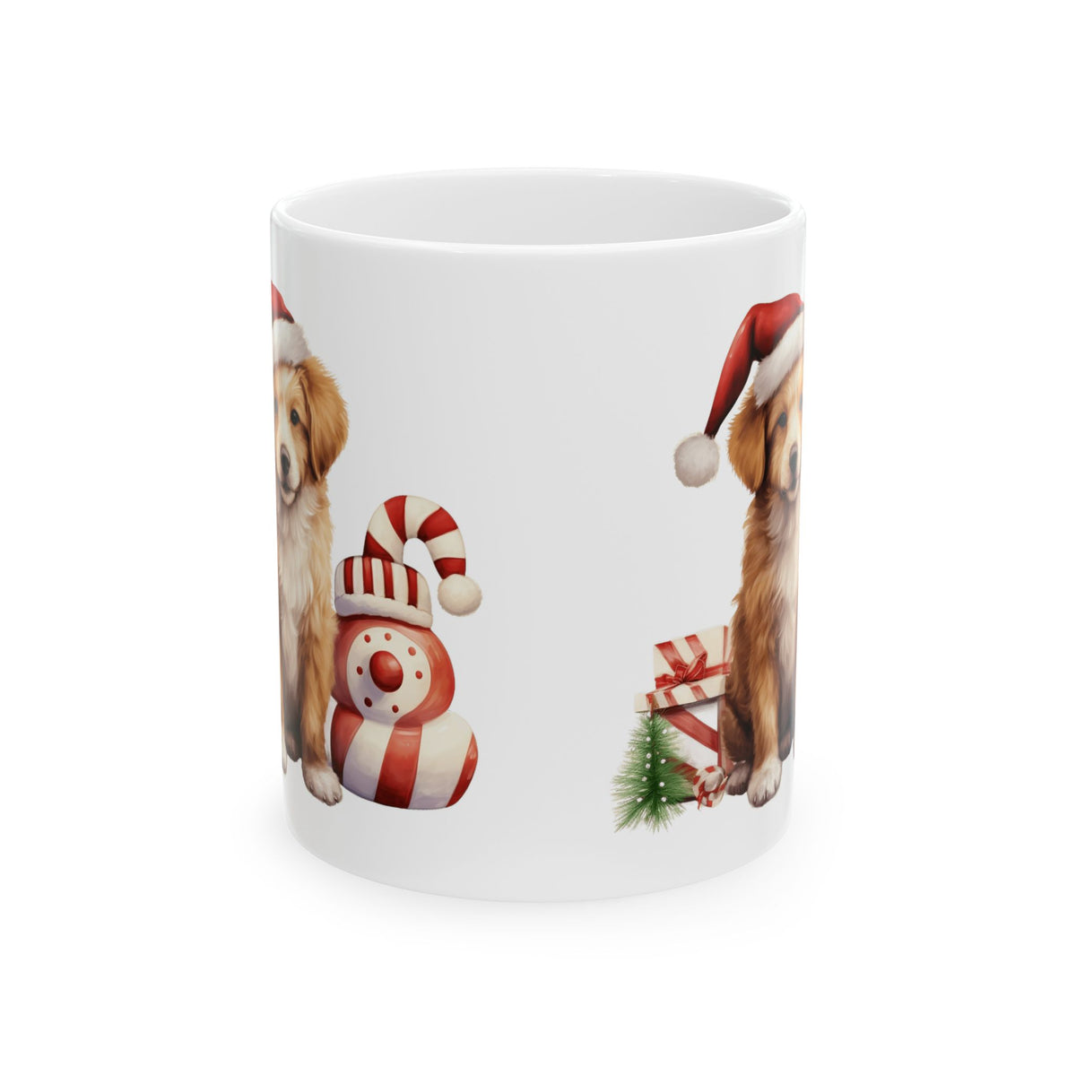 Christmas Snowman and Puppy Holiday Ceramic Mug  11oz  Item #88853